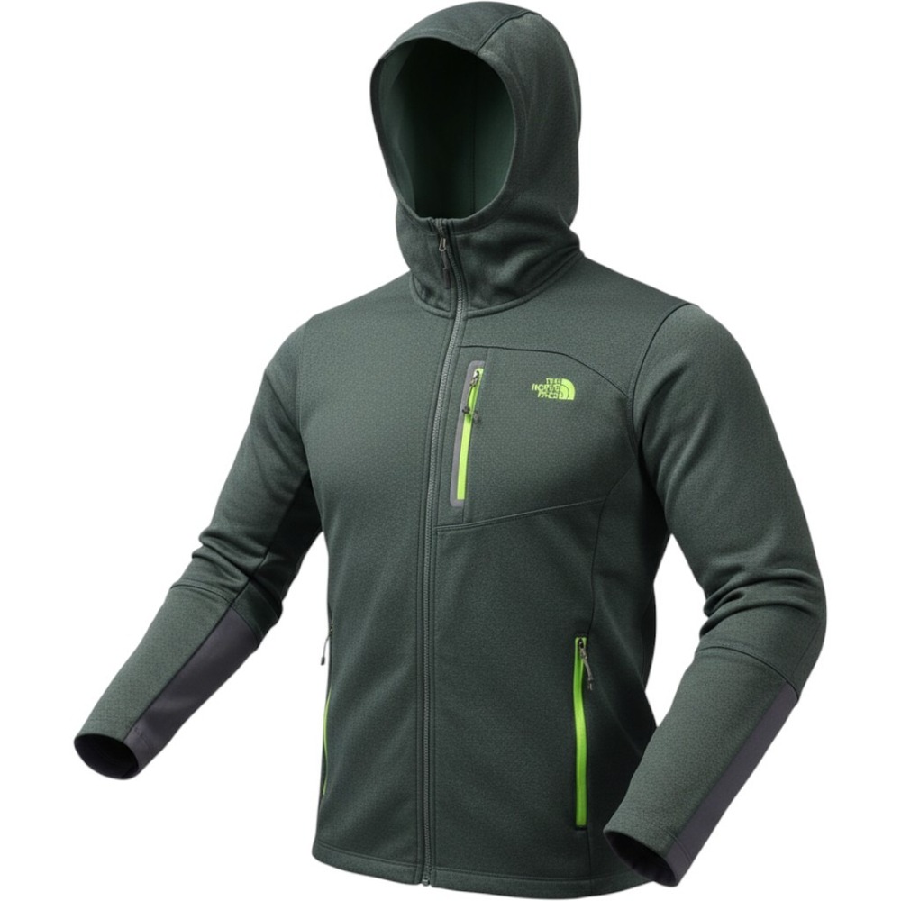 The North Face Hoodie Men Size S Green Excellent Full Zip Fleece CUF9 CY918